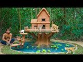 Rescue kitten cat and build the tree house for cat with amazing aquarium