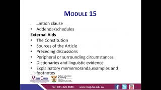 Public law N6 (Aids in the Interpretation of the Law - Module 15) - Mr. H.B. Dlamini