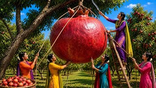 🍎 Giant Pomegranate Harvest | Miniature Punjabi Village Story & #punjabi