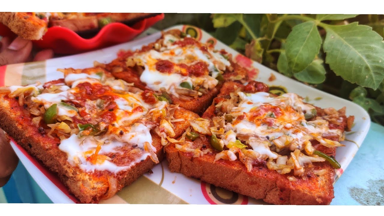 Bread pizza without cheese/Without pizza base/without microwave/pan 🍕 YouTube