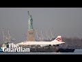 Concorde jet gets floated down the Hudson River after months of refurbishment