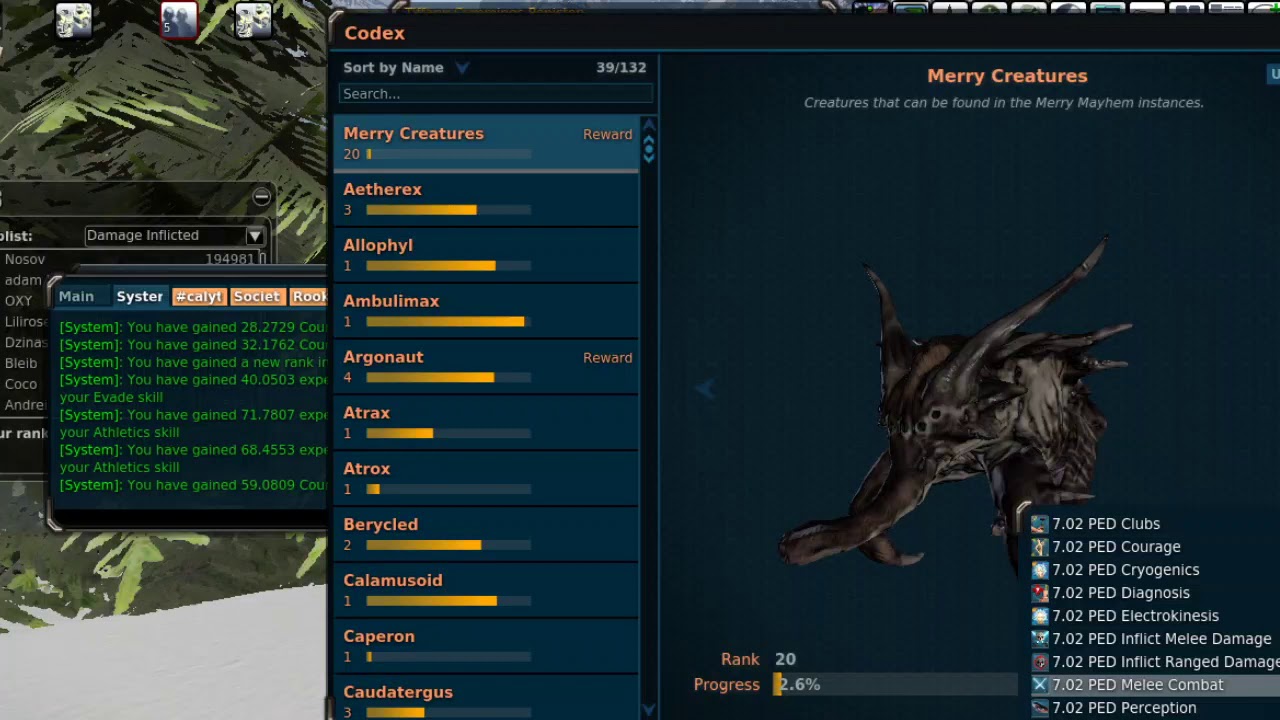 Entropia Universe Merry Creatures Codex Rewards Part 2 Ranks 8-20
