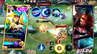 ZILONG AGGRESSIVE TOWER DIVE 😱 COUNTER HILDA MLBB BUILD & EMBLEM 2024🔥