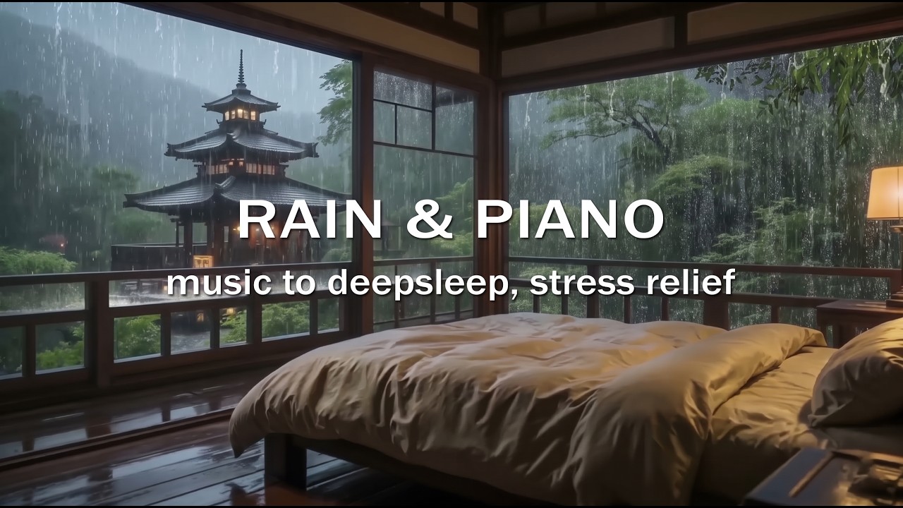 Rain Sounds with Relaxing Piano Music 🌙 Fall Asleep Fast, Deep Sleep ...