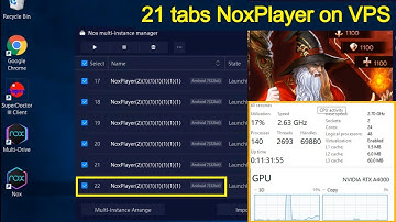 21 Android instances with NoxPlayer on VPS Android Emulator