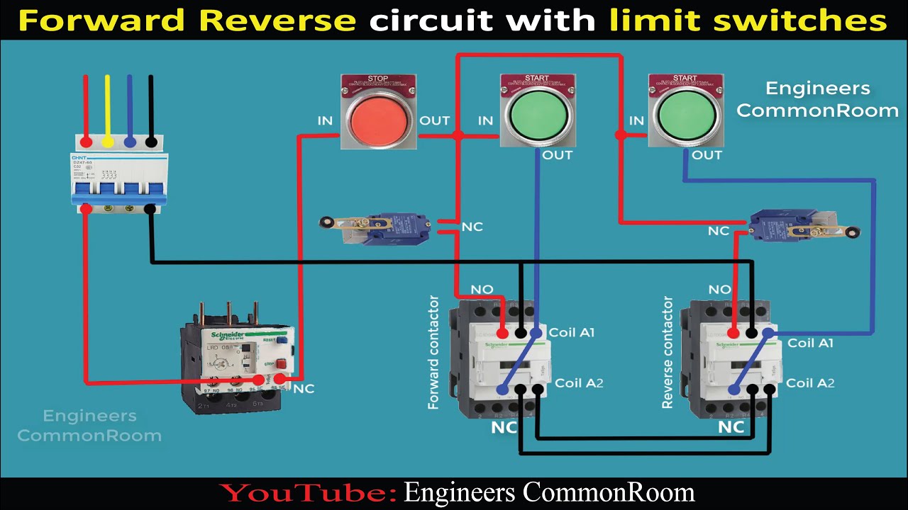 Forward Reverse circuit with limit switches | Engineers CommonRoom