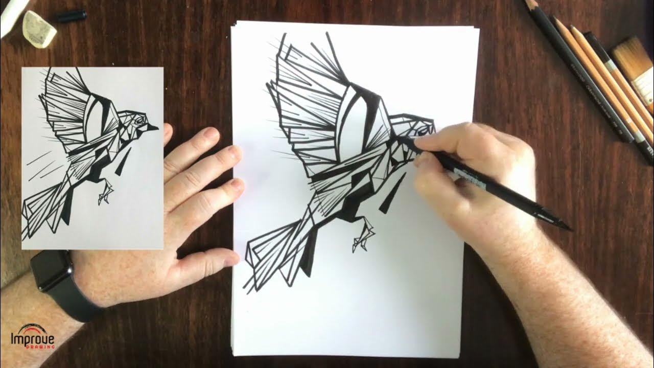 How to Draw a Geometric Bird YouTube