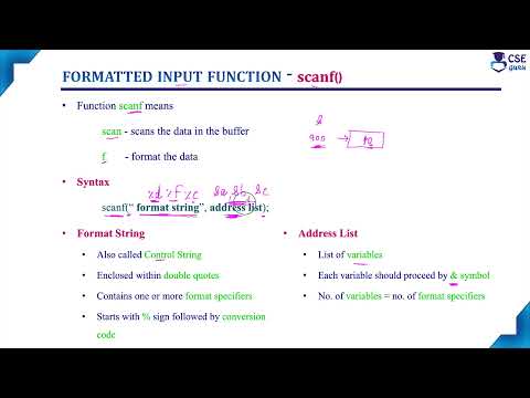 scanf Function in C | Basic Concepts of C | Lec 44 | C Programming