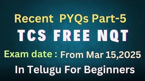 TCS Free NQT 2025 Recent Questions Part-5 for beginners in Telugu|Tcs preparation in Telugu  #tcsnqt