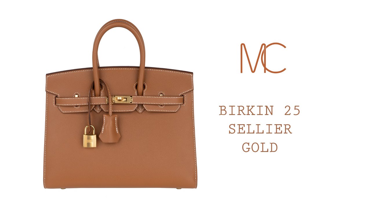 Hermes Birkin 25 Sellier Bag Gold Veau Madame Leather • MIGHTYCHIC • 