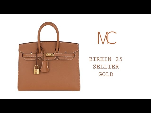 Hermes Birkin 25 Sellier Bag Gold Veau Madame Leather • MIGHTYCHIC • 