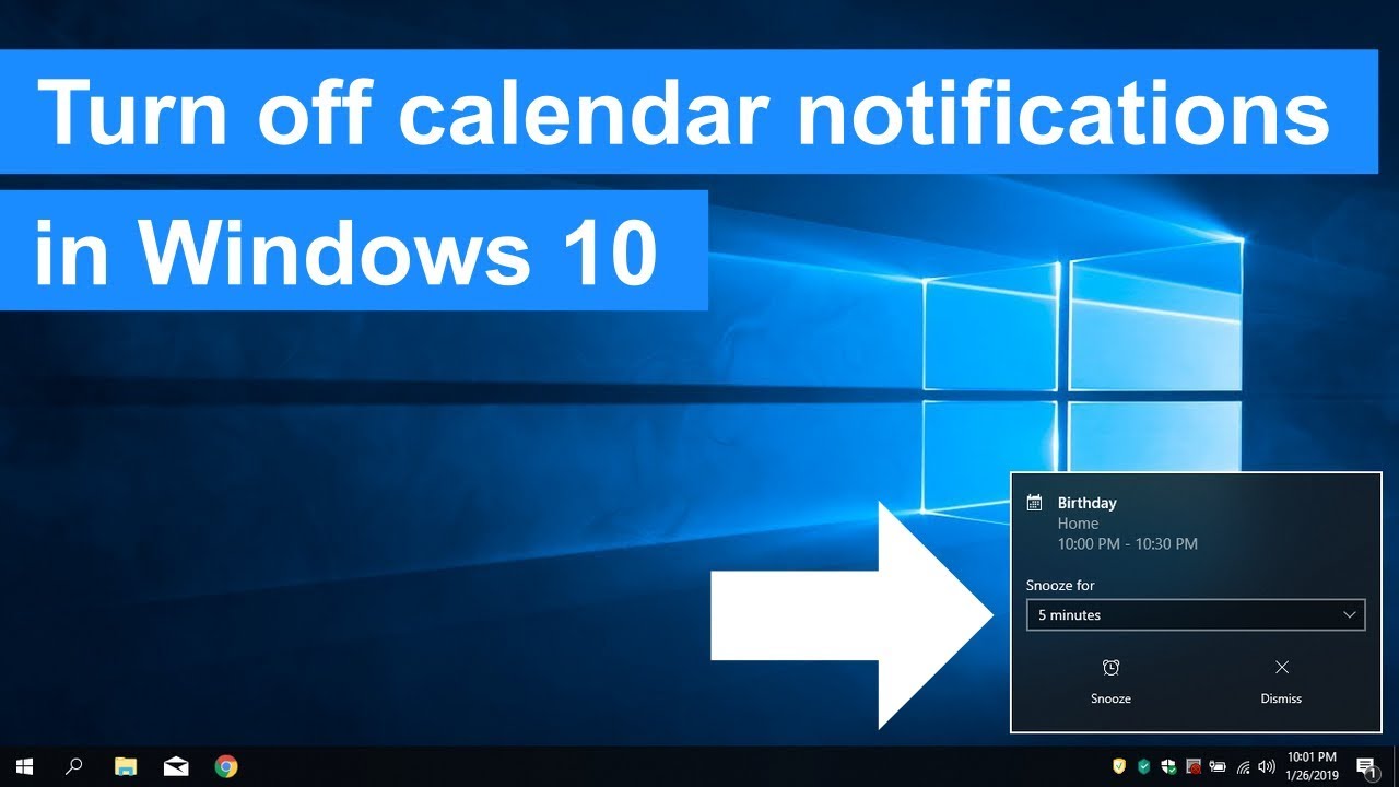 How to turn off calendar notifications (reminders) in Windows 10 (step