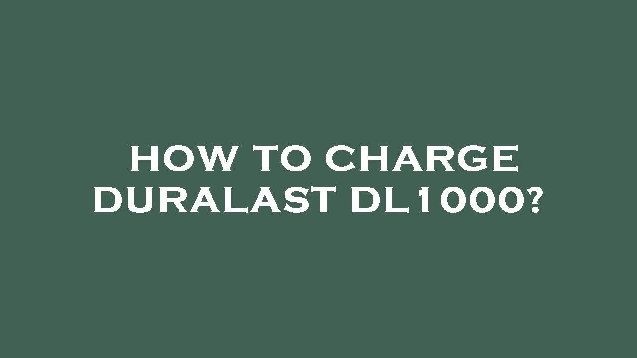 How to charge duralast dl1000? - YouTube