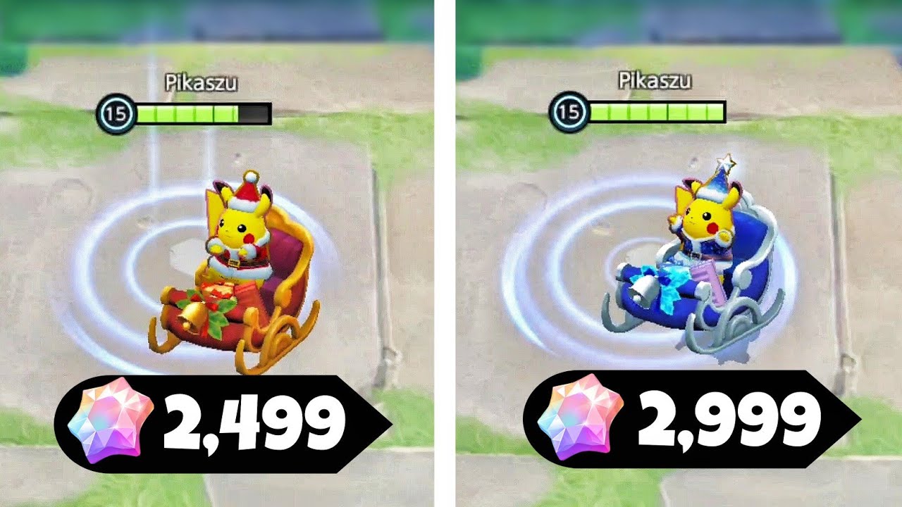 Pikachu Red VS Blue Holiday Style Holowear Comparison - Pokémon Unite