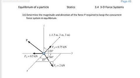 Statics - 3D Particle Equilibrium example 1