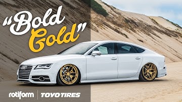 AccuAir Audi S7 feat. Rotiform HURs | Bold Gold