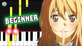 [full] Your Lie in April OST - "Again" - BEGINNER Piano Tutorial & Sheet Music