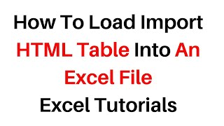 Import HTML Table To Excel Sheet (.xlsx) | Convert Table To Sheet