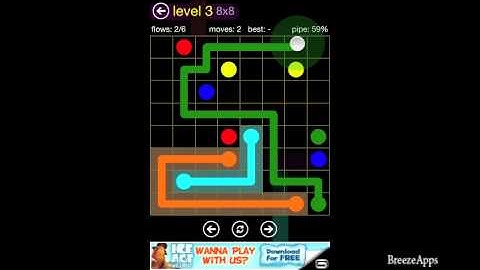 ‪Flow Free 8x8 level 3 (Regular Pack Medium)‬