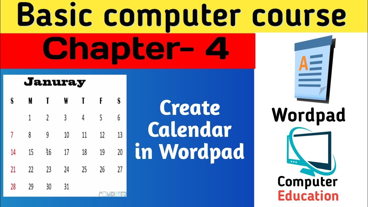 Chapter 4 Create Calendar In Wordpad In Hindi YouTube chapter-4-create-calendar-in-wordpad-in-hindi-youtube