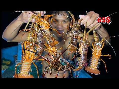 Lặn Biển Bắt Tôm Hùm Ở Độ Sâu 20 Mét Lúc Nửa Đêm