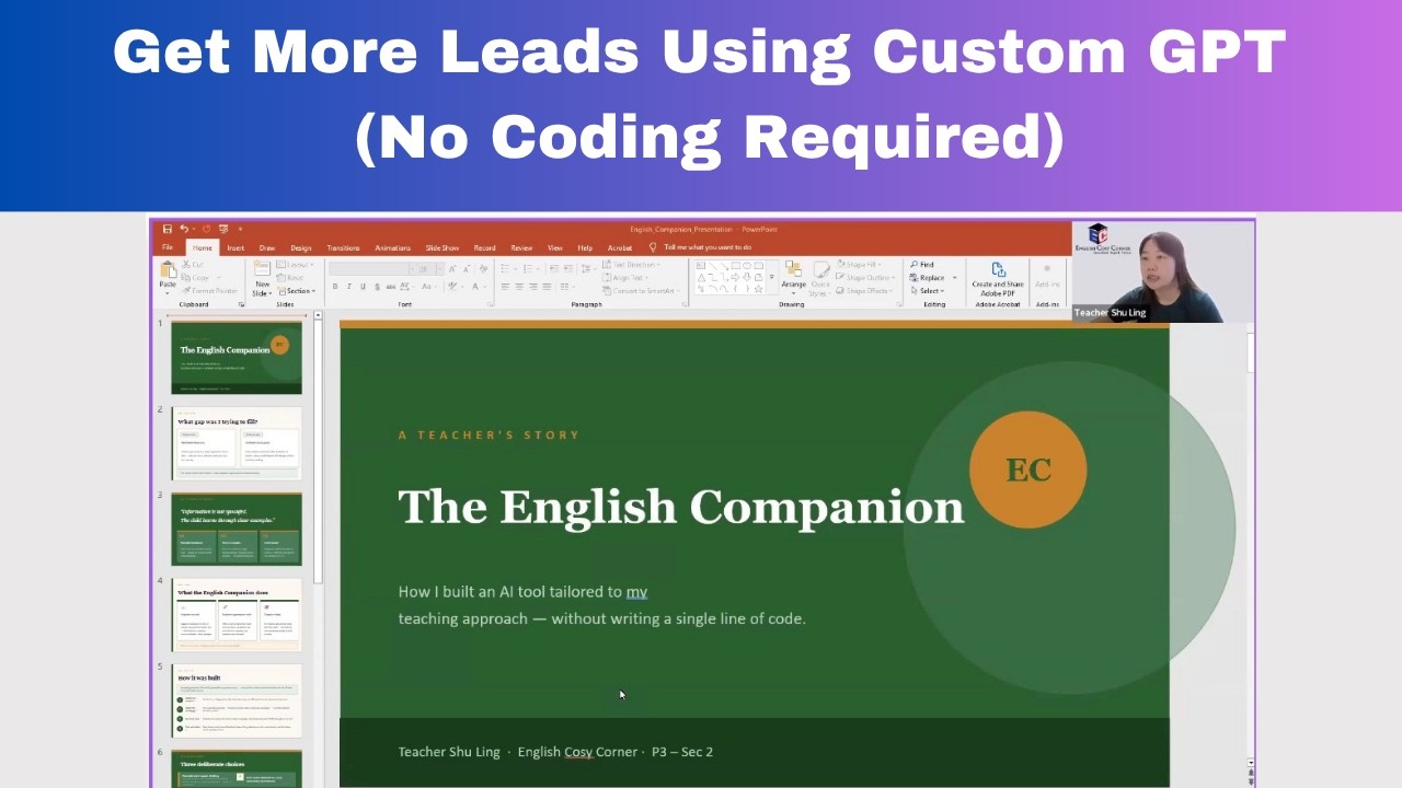 How Shu Ling Built an AI Tutoring Tool (No Coding Required!) Claude, Custom GPT & Lovabale