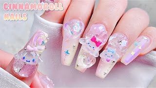 sub) Heart Cinnamoroll Nails💖/ เล็บเกาหลี / Sanrio Nail / kitsch Nail / เพ้นท์เล็บ / Nail ASMR