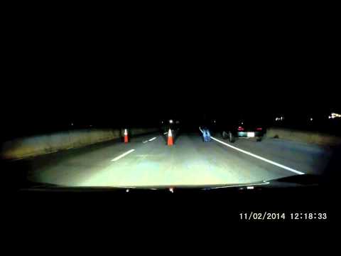Late night Suspicious roadblock dash cam.mp4