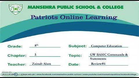 GW Basic Commands And Statements | Review no.1 | Commands | Part 1