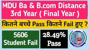Mdu Ba Distance Result में कितने बच्चे पास कितने फेल ? | Mdu Ba Distance Result Pass Percentage 2022