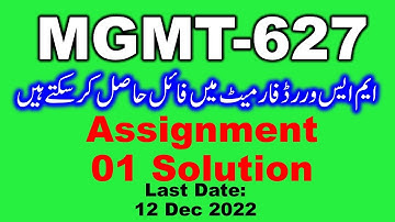 MGMT 627 assignment 01 complete solution file dec 2022. mgmt 627 assignment 01 solution file 2022