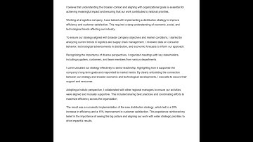 Grade 6/7 250 Word Statement Example | Seeing the Big Picture | Civil Service Behaviours Application