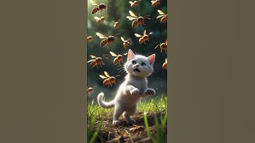 The cat was attacked by bees 🐝 #meow #animals #cat #kitten #funny