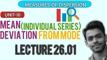 Mean deviation about mode (Individual Series) (IN HINDI)| Lecture-26.01