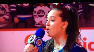 Faouzia Sings National Anthems at #Winnipeg Jets Game