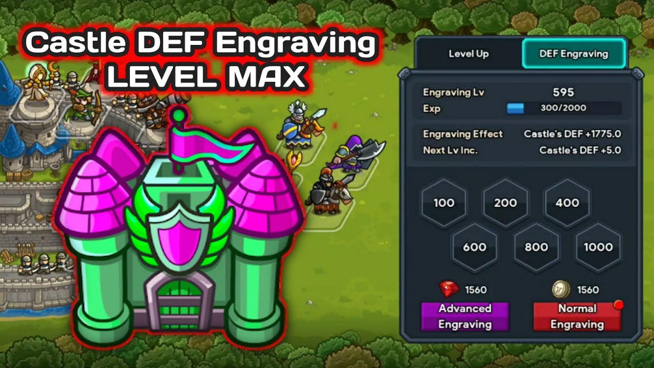 Idle Kingdom Defense Castle DEF Engraving LEVEL MAX YouTube