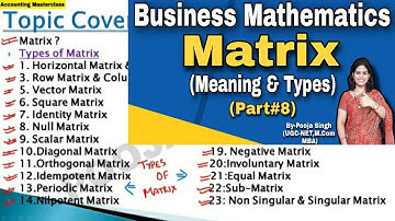 Matrices | Matrix | Introduction | Types Of Matrices | Business Maths | BBA | B.Com | Class 12