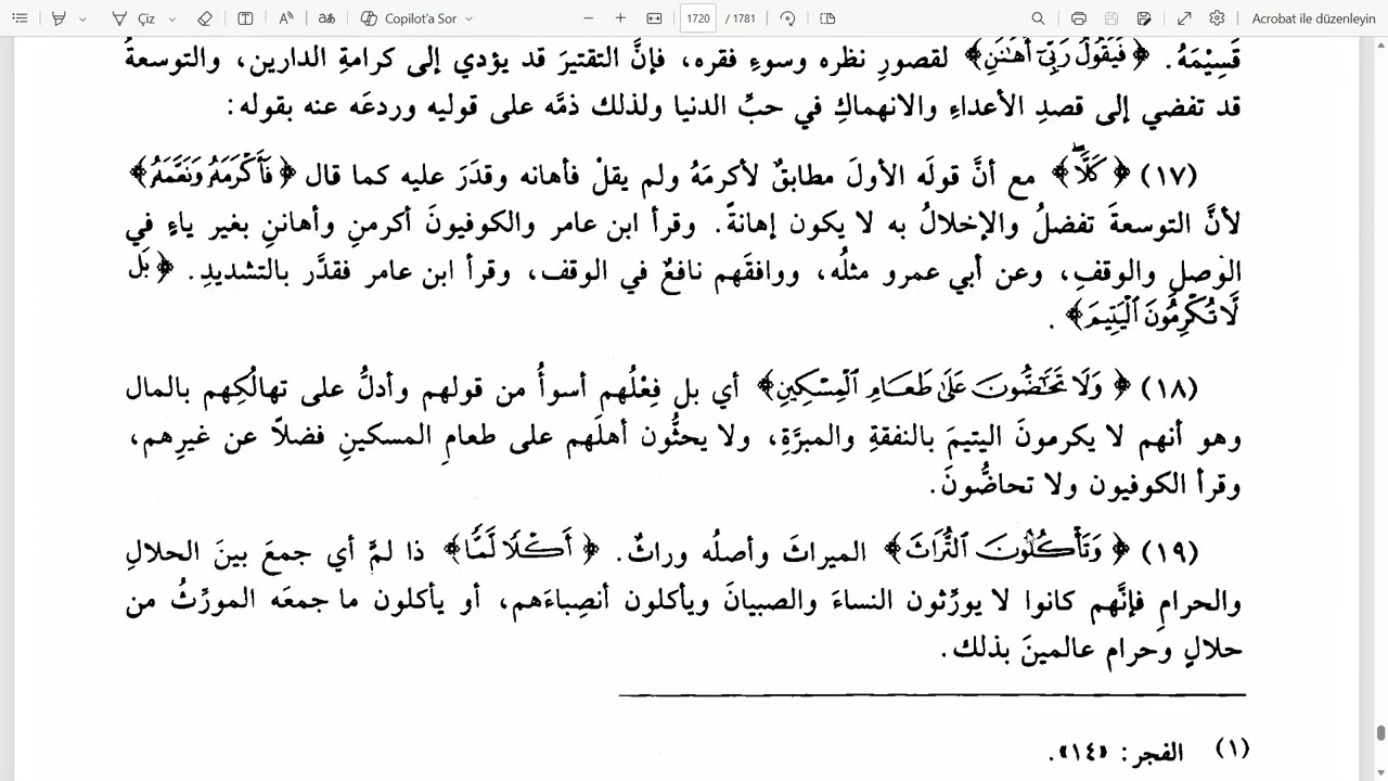 Kadı Beydavi Tefsiri (Fecr Suresi2)