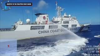Videos show China ship's blockage, use of water cannon on Philippine Coast Guard