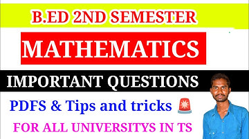 B.ed Second semester Mathematics Important questions Explanation dandu venkatramulu