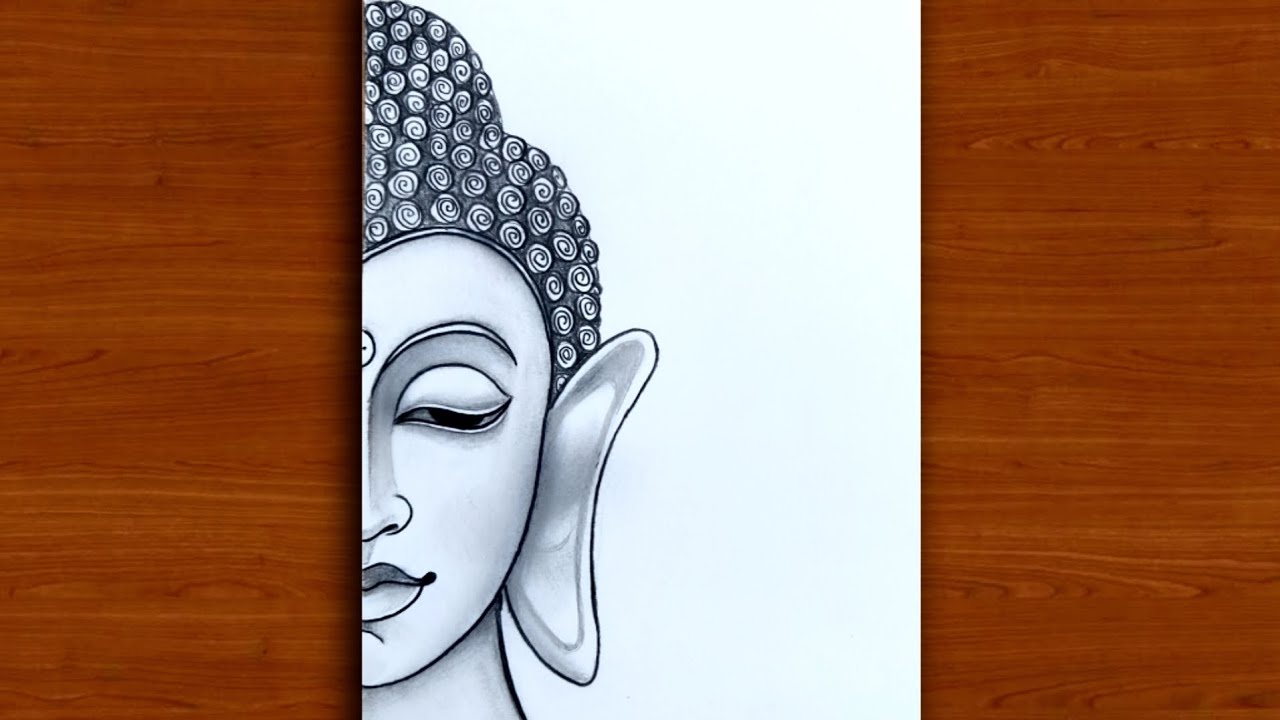 Lord Gautam Buddha drawing  step by step pencil drawing  YouTube