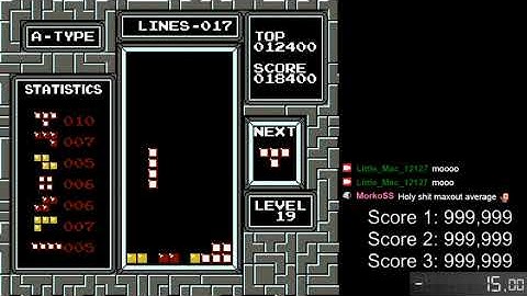NES PAL Tetris - Level 19 Lines PB from 22.05.2020