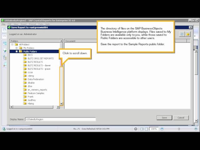 Save a report to the SAP BusinessObjects BI platform: Crystal Reports for enterprise 4.x