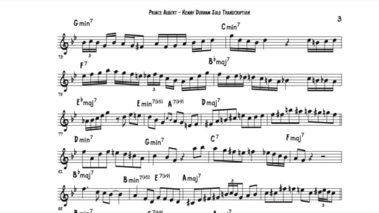Prince Albert Kenny Dorham Solo Transcription YouTube