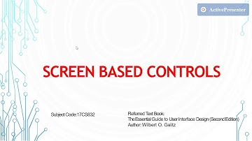 Screen based controls:operate control / User interface design / 8th sem CSE