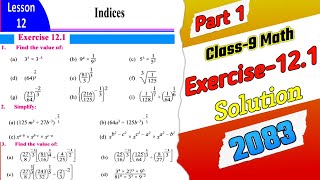 Class 9 Math Lesson 12 Indices Exercise 12.1 Solution in ENGLISH MEDIUM 2083 | Part 1