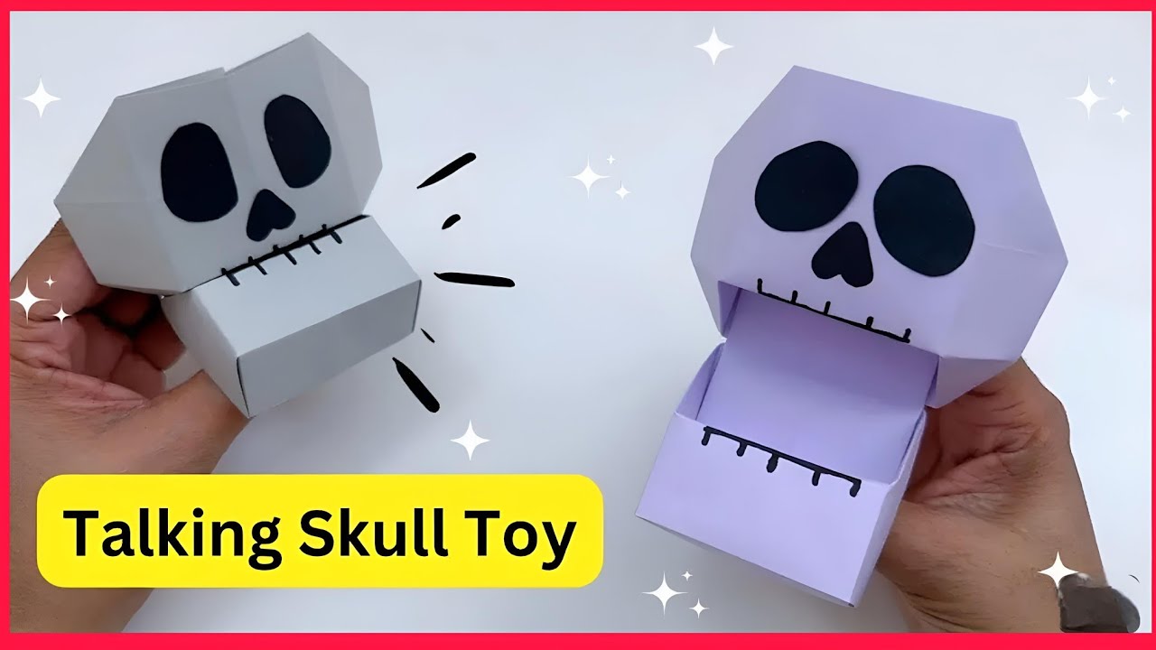 DIY TALKING PAPER SUGAR SKULL TOY/ Paper Craft / Easy Origami Skull DIY / Halloween Crafts ldeas
