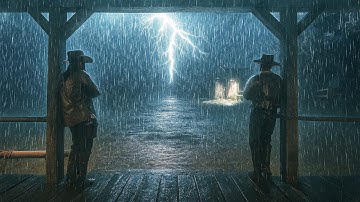 Watching a Relaxing night-time thunderstorm from a Porch | RDR2 ASMR