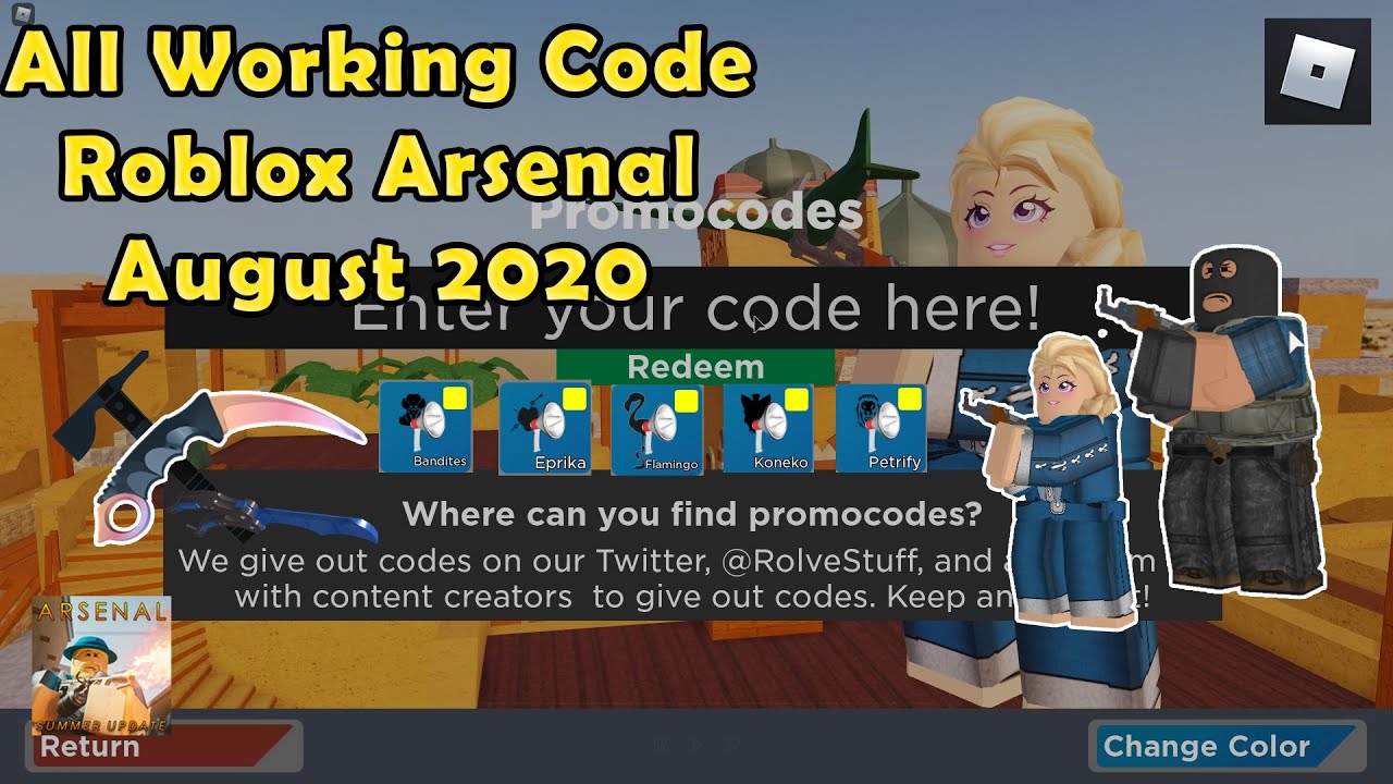 All New Working Roblox Arsenal Code August 2020 Youtube - codes for roblox arsenal 2020 august