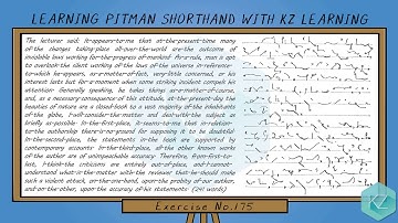 Exercise No.175 @ 80 WPM - Pitman Shorthand Dictation - KZ Learning